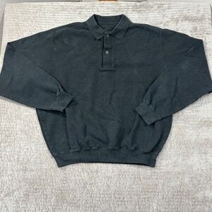 CARNOUSTIE Mens Dark Gray Long Sleeve Polo Shirt Sweatshirt Cotton Size L